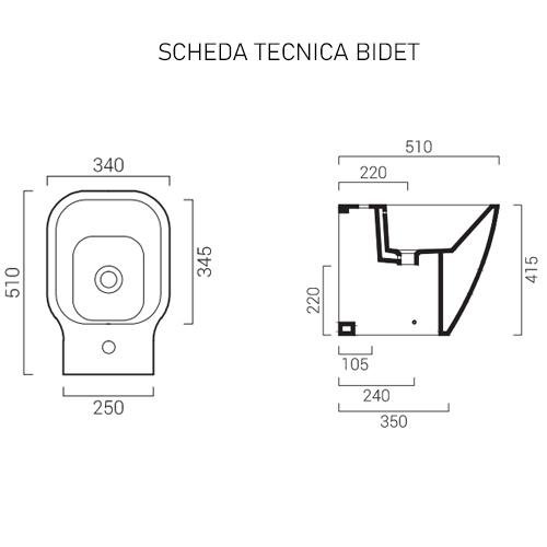 Sanitari a terra filo muro Rimless Serie F50 Special senza Brida - Falerii CERAMICA - immagine 7